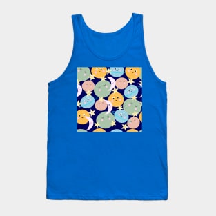 Cute Planets In Space Cartoon Tank Top